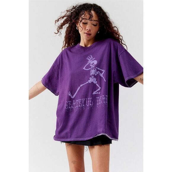 Urban Outfitters Grateful Dead Skeleton T-Shirt Dress Size Small / Medium Purple - Picture 1 of 6